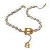 Kedjor Pearl Letter B Necklace Korean High-End Fashion CollarBone Chain Design Temperament Ladies Wholesale Bulkchains