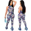 Calças femininas de duas peças HAOOHU verde neon sexy 2 conjuntos combinando roupas femininas festival macacão bodysuit e malha transparente roupas de clube de praia