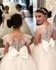 Diseñador Kids039 Vestidos de encaje Tul Flower Girl Vestidos Big Bow Sash First Communion Gowns6411030