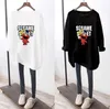 Kvinnors hoodies tröjor Spring och Autumn Korean Cotton Loose Tecknad tryckt långärmad t -skjorta Kvinnliga Casual Studenter Rund krage