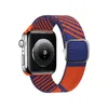Justerbar flätad Nylon Solo Loop Smart Straps Elastiskt Andningsbart Ta bort band för Apple Watch Serie 6 5 4 3 2 1 Storlek 38 mm 40mm 42mm 44mm band