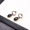 Black Diamond Earrings Chic Letter Ear Stud Charm Party Pendant Earrings Birthday Gift for Women