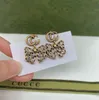 18K Gold Plated 925 Silver Luxury Brand Designers Letters Stud Flower Geometric Famous Women Round Crystal Rhinestone Pearl Earrin196J