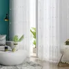 Cortinas blancas bordadas con flores para ventana, para sala de estar, estilo europeo, gasa transparente, dormitorio, cocina, cortina ciega