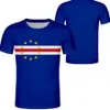 Кейп -Верде мужской молодежная футболка на заказ номера северная футболка нация флаг флаг CV Португальский колледж Принт PO Island CL197J