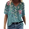 Men's T-Shirts Fashion Women T Shirt Summer Short Sleeve V-Neck 3D Floral Printed Tee Casual Streetwear Tops Plus Size 4XL 5XL Ladies Camise