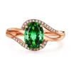 Anello di rosa in oro rosa di colore in pietra verde per donna anello
