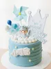 Autres fournitures de fête festives Tête de souris Garçon Fille et moulin à vent Décoration de gâteau bleu rose pour enfants Joyeux anniversaire Topper Cadeaux de douche de bébé