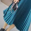 Women Summer Pleated Skirt Boho White Long Saias High Waist A-Line Pink Khaki Saia Longa Falda Jupe 220322