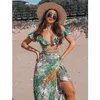 Yeni bikini set plaj etek tunikleri plaj uzun yaprakları için basılı bikini örtbas robe de plage sarong plaj mayo örtbaslar t200508