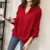 Kvinnors blusar Skjortor Autumn Long Sleeve 4XL Plus Size Tops Loose Casual Ladies Solid Korean Fashion Clothing 2022 Kvinnor Fullärmar