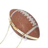 Diamond Evening Clutch Purse Bag Brud Bling Football Shape Handbag Trendy Fashion One-Shoulder Lady Bags XA19H 220611