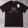 디자이너 Balanciagas T 셔츠 남자와 여자와 여자의 여름 새로운면 캐주얼 패션 짧은 느슨한 빈티지 대형 고급 땀 둥지 목 부부 Balenciga Tee