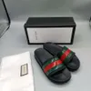 Nieuwste sandaal mannen vrouwen schoen mode slippers luxe slides zomer platte slipper trendy lederen rubber sandaal heren strand glijbaan US 5-12