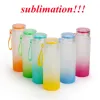 6 Color Sublimation Tumblers Water Bottle 500ml Frosted Glass Water Bottles gradient Blank Tumbler