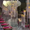 Decorazione per feste all'ingrosso 10 braccia a lungo gambo moderno moderno limpido limpido uragano candele di cristallo Cancellaio Centrotavola da tavola per matrimoni B0708G02