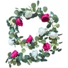 Fleurs artificielles eucalyptus guirlande avec des décorations de vigne de rose en soie suspendues fausses feuilles de verdure florale pour fond de mariage