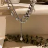 Chokers Water Drop Crystal Choker Halsband för kvinnor Långkedje Knappen Pendant Statement Jewelrychokers
