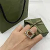 Bandringar Stylish Diamond Double Letter Ring Rhinestone Designer Open Shiny Crystal La Bague Par Anello med presentförpackning