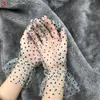 Five Fingers Gloves 2022 Summer Women Black Mesh Lace Short Full Finger Mittens Dot Tulle Elegant Ladies Driving Globes