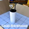 Almacén local 22 oz Sublimación Vaso para fumar Blanco En blanco Vasos grasos rectos Botellas de agua de acero inoxidable DIY Transferencia de calor Tazas de humo A12