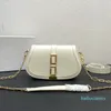 2022 new fashion Chain Crossbody Shoulder Bag Saddle Handbag Fashion Cowhide Leather Lady Clutch 2 Straps top quality