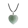 Natural Crystal Stone Pendant Necklace Hand Carved Creative Heart Shaped Gemstone Necklaces Fashion Accessory Gift With Chain 20MM C0418