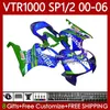 Kit de cameriments pour Honda Vtr1000 RC51 Movistar Blue 2000 2001 2002 2003 2004 2005 2006 Body 123No.98 RTV1000 VTR 1000 SP1 SP2 2000-2006 VTR-1000 00 01 02 03 04 05 06 Travail