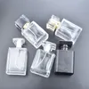 5 pz 50 ml Bottiglie di profumo nere trasparenti Bottiglie spray in vetro tascabile da viaggio Bottiglie vuote Atomizzatore erogatore di bottiglie spray 220705