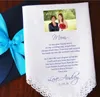personalize wedding parents hankies Custom Mother of the Bride Printed Handkerchief with Heart Po father fo teh bride gift 220704
