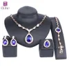 Fashion Gold Color Crystal Zircon Necklace Bracelet Wedding Party Elegant Women Earrings Ring Costume Design Jewelry Sets