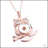 Pendant Necklaces Noosa Snap Button Necklace Rose Gold Owl Star Crystal Chunks Simple Fit 18Mm Buttons Jewelry Drop Delivery Yydhhome Dhhg6