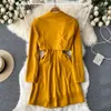 Casual Yellow/Red/Blue Two Piece Set Elegant Notched Collar Party Dresses Long Sleeve Short Coat + Spaghetti Strap Mini Dress Suit Female New 2022