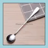 Spoons Flatware Kitchen Dining Bar Home Garden Ll Stainless Steel Long Handle Spoon Coffee Latte Ice Cream Soda Sundae Cocktail S Dh7He