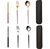 Travel Utensils Stainless Steel Portable Camp Dinnerware Sets Reusable Flatware Silverware Fork Spoon Chopsticks with Case