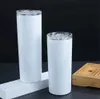 20oz sublimatie tumbler blanco roestvrijstalen tuimelaar Diy rechte bekers vacuüm geïsoleerd 600 ml autolumbler koffie mokken zee verzending 500 stks DAT471