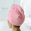 Serviettes de séchage bonnet fin avec bouton pour femmes, bonnet de soins capillaires Super absorbant à séchage rapide dc034