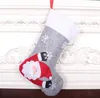 Decoración navideña Medias de caramelo Colgante de árbol de Navidad gris Medias navideñas grandes con luces Bolsa de regalo de Navidad para niños 0428