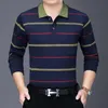 Мужская мода мода мужская рубашка с длинным рукавом кнопка «Воротник» и осенняя футболка полосатая слабая одежда корейца B29 -мнч мужчин