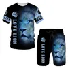 Sommer 3D-gedrucktes Herren-T-Shirt-Shorts-Set Ferocious Lion Herren-Sportbekleidungs-Trainingsanzug O-Ausschnitt Kurzarm Coole Herrenbekleidung Su 220726