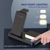 4 в 1 Беспроводная зарядная станция Night Light 15 Вт Qi Fast Charger Stand со светодиодной лампой для iPhone 13 12 11 XS XR x 8 Apple Watch 7 AirPods Pro 3