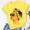 Yellow Plus Size T-shirt Women Summer Print Lady Casual T Shirt Tops Harajuku Streetwear Short Sleeve Tshirt