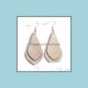 Dangle Chandelier Earrings Jewelry Pu Leather Teardrop Girls Ladies Fish Hook Double Layer Drop Delivery 2021 Mvh6K