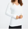 designer LU Femmes Yoga Wear Tech dames T-shirts de sport Tenue à manches longues Tricot évacuant l'humidité Haute Élastique Fitness Workout Mode