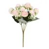 Dekorativa blommor kransar simulering rose konstgjord siden blommig latex riktig touch bröllop dekor bukett hem fest design