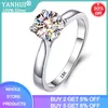 With Certificate Original Ring 18K White Gold Color Round Solitaire 2 0ct Cubic Zircon Wedding Band Women Sterling Silver Ring315v