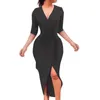 Lässige Kleider Plus Size Summer Party Kleid Frauen 2022 V-Ausschnitt Bandage Bodycon Halbärmel Frau Elegant Abend Vestidos