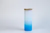 17oz Sublimation Glas Skinny Tumbler Blank Frostat glasögon Vattenflaskor Gradientfärger Utskrifter Tumblers med bambu lock Straw 2022
