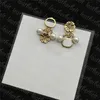 Chic Flower Ear Stud Designer Letter Earrings Women Party Pearl Earring Retro Gold Ear smycken med låda