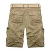 Summer Mens knee Length Cotton Army Cargo Shorts Men Casual multi pocket loose shorts Bermuda Trousers drop 220722